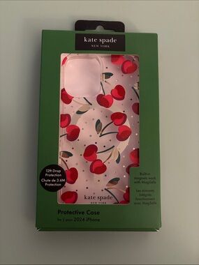 kate spade Pink Cherry Print Protective Case with Red Accents